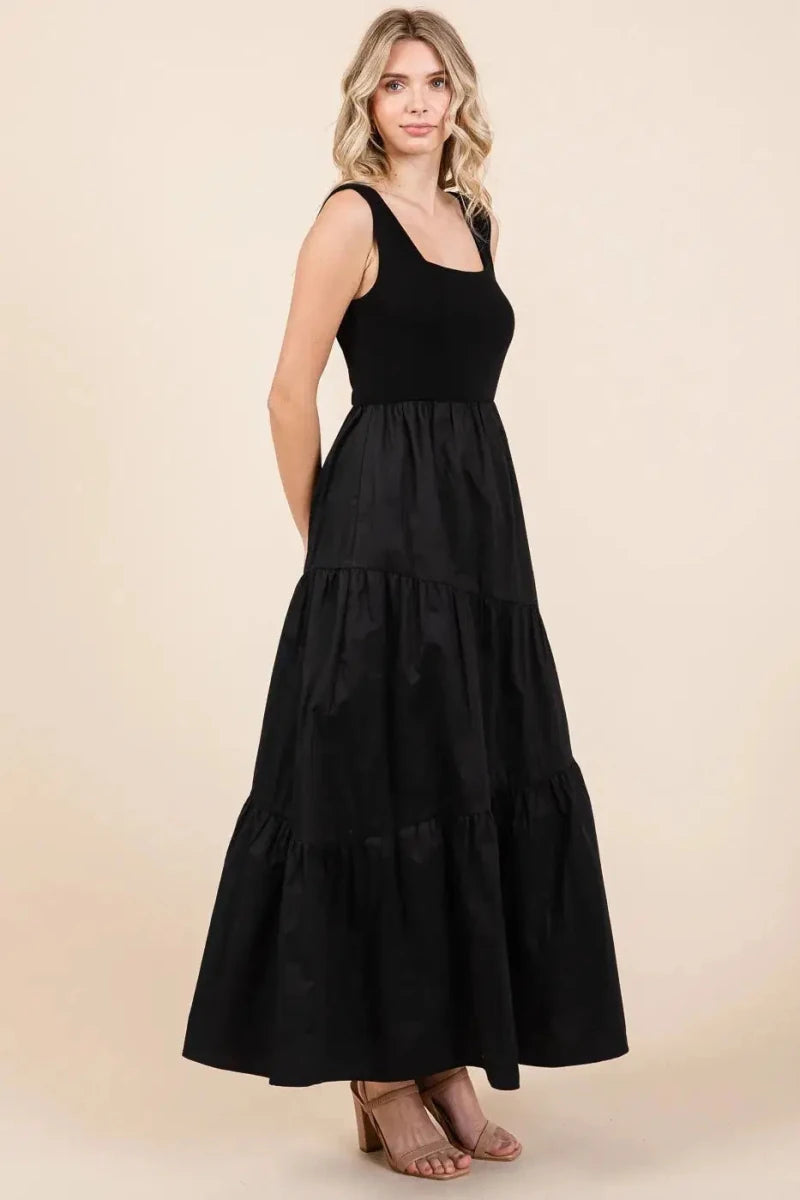 Mittoshop No Questions Asked Tiered Maxi Dress – Black - Lustreve