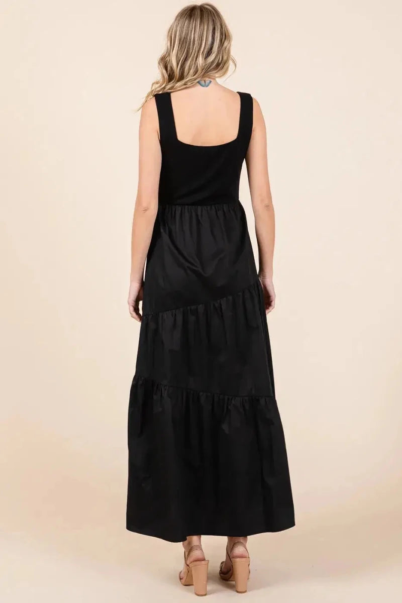 Mittoshop No Questions Asked Tiered Maxi Dress – Black - Lustreve