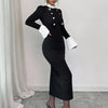 No Apologies Buttoned Authority Midi Dress – Black - Lustreve