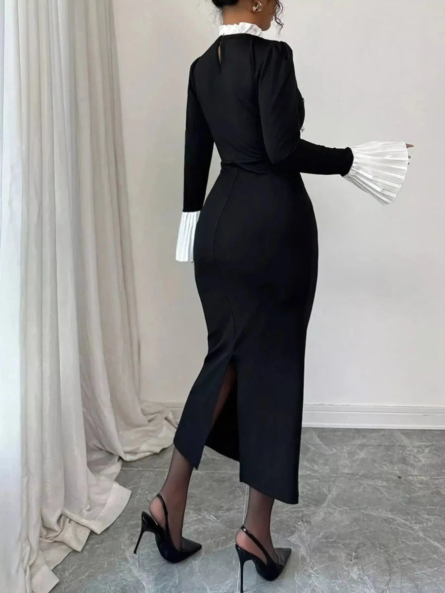 No Apologies Buttoned Authority Midi Dress – Black - Lustreve