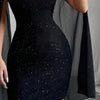 Own the Night Aurelia Stardust Cape Mini Dress - Lustreve