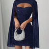 Own the Night Aurelia Stardust Cape Mini Dress - Lustreve
