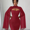 Own the Night Aurelia Stardust Cape Mini Dress - Lustreve