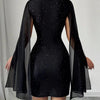 Own the Night Aurelia Stardust Cape Mini Dress - Lustreve