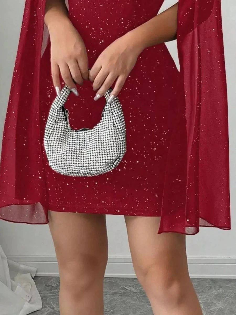 Own the Night Aurelia Stardust Cape Mini Dress - Lustreve