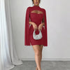 Own the Night Aurelia Stardust Cape Mini Dress - Lustreve