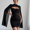 Own the Night Aurelia Stardust Cape Mini Dress - Lustreve