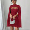 Own the Night Aurelia Stardust Cape Mini Dress - Lustreve