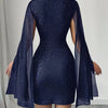 Own the Night Aurelia Stardust Cape Mini Dress - Lustreve