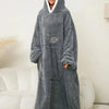 Pocketed Contrast Long Sleeve Hooded Lounge Dress - Lustreve
