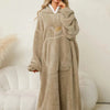 Pocketed Contrast Long Sleeve Hooded Lounge Dress - Lustreve