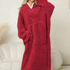 Pocketed Contrast Long Sleeve Hooded Lounge Dress - Lustreve