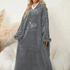 Pocketed Contrast Long Sleeve Hooded Lounge Dress - Lustreve