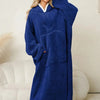 Pocketed Contrast Long Sleeve Hooded Lounge Dress - Lustreve