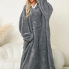 Pocketed Contrast Long Sleeve Hooded Lounge Dress - Lustreve