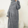 Pocketed Contrast Long Sleeve Hooded Lounge Dress - Lustreve