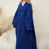Pocketed Contrast Long Sleeve Hooded Lounge Dress - Lustreve