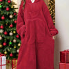 Pocketed Contrast Long Sleeve Hooded Lounge Dress - Lustreve