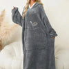 Pocketed Contrast Long Sleeve Hooded Lounge Dress - Lustreve