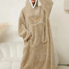 Pocketed Contrast Long Sleeve Hooded Lounge Dress - Lustreve