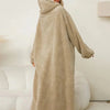 Pocketed Contrast Long Sleeve Hooded Lounge Dress - Lustreve