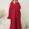 Pocketed Contrast Long Sleeve Hooded Lounge Dress - Lustreve