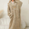 Pocketed Contrast Long Sleeve Hooded Lounge Dress - Lustreve