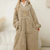 Pocketed Contrast Long Sleeve Hooded Lounge Dress - Lustreve