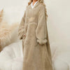 Pocketed Contrast Long Sleeve Hooded Lounge Dress - Lustreve