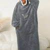 Pocketed Contrast Long Sleeve Hooded Lounge Dress - Lustreve