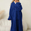 Pocketed Contrast Long Sleeve Hooded Lounge Dress - Lustreve