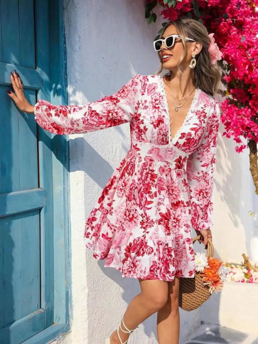 Postcards From Paradise Floral Mini Dress - Lustreve