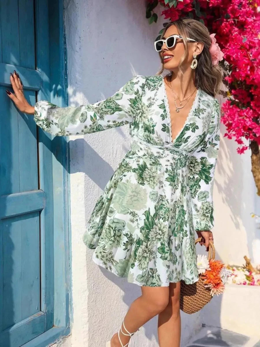Postcards From Paradise Floral Mini Dress - Lustreve