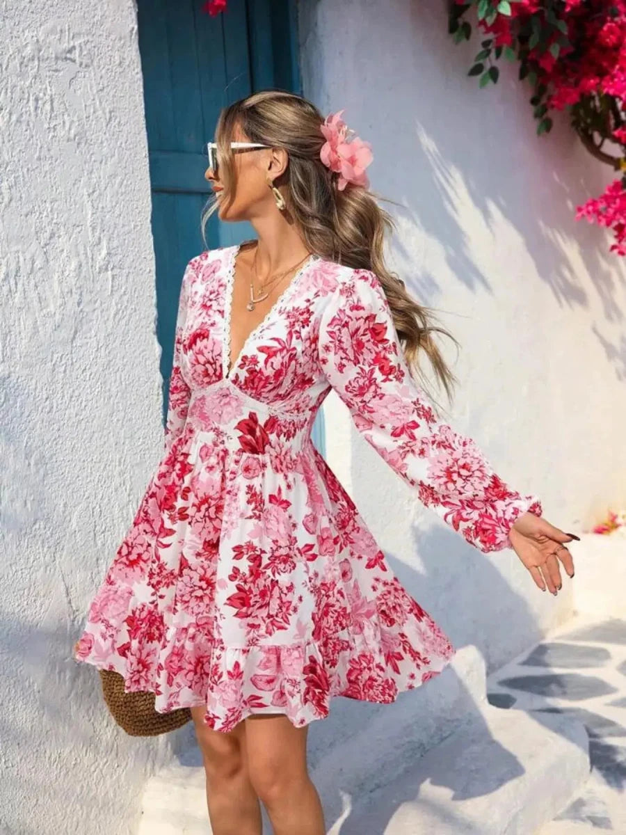 Postcards From Paradise Floral Mini Dress - Lustreve