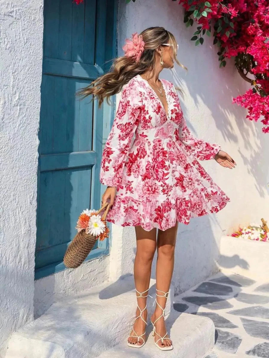 Postcards From Paradise Floral Mini Dress - Lustreve
