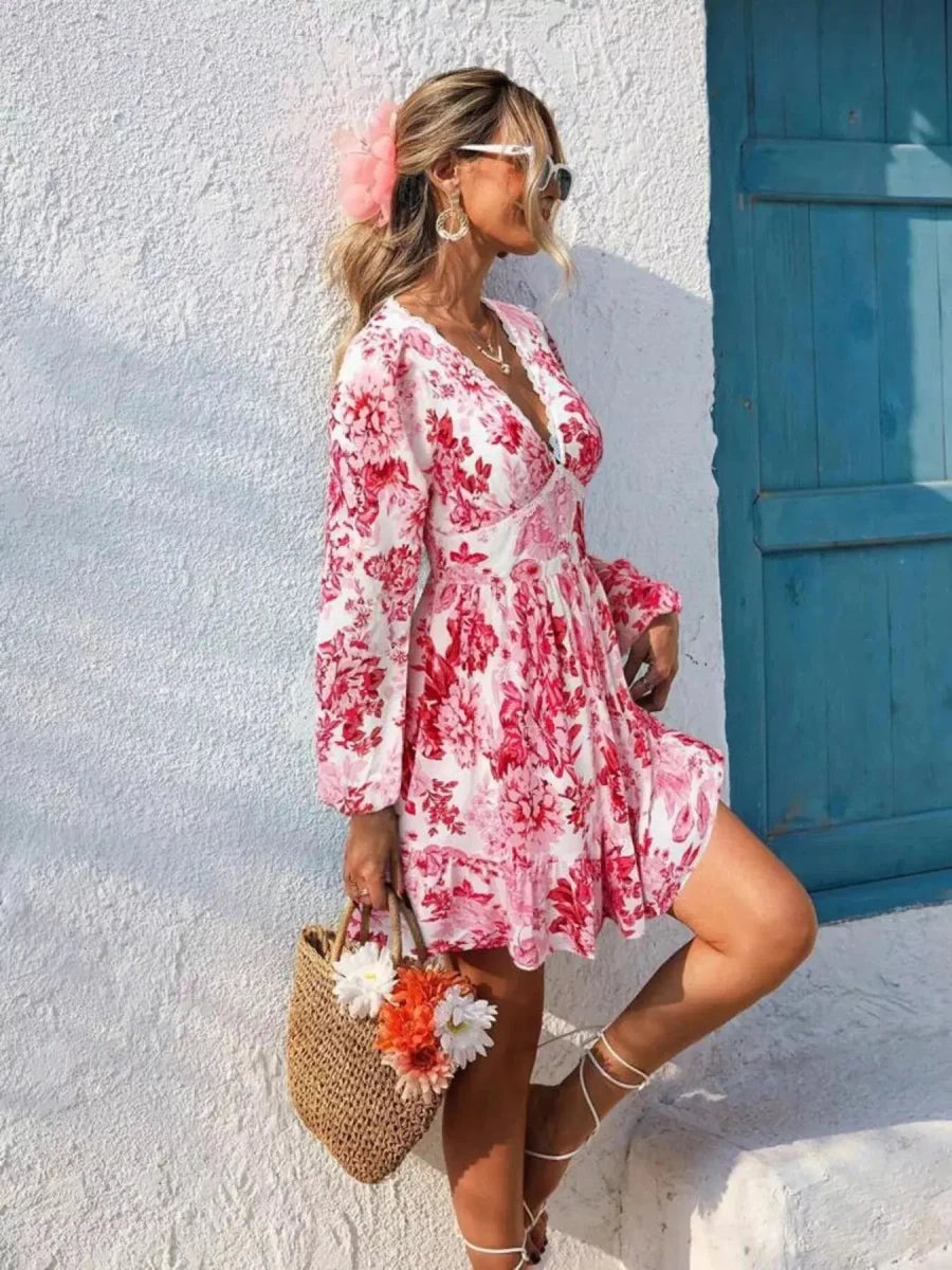Postcards From Paradise Floral Mini Dress - Lustreve