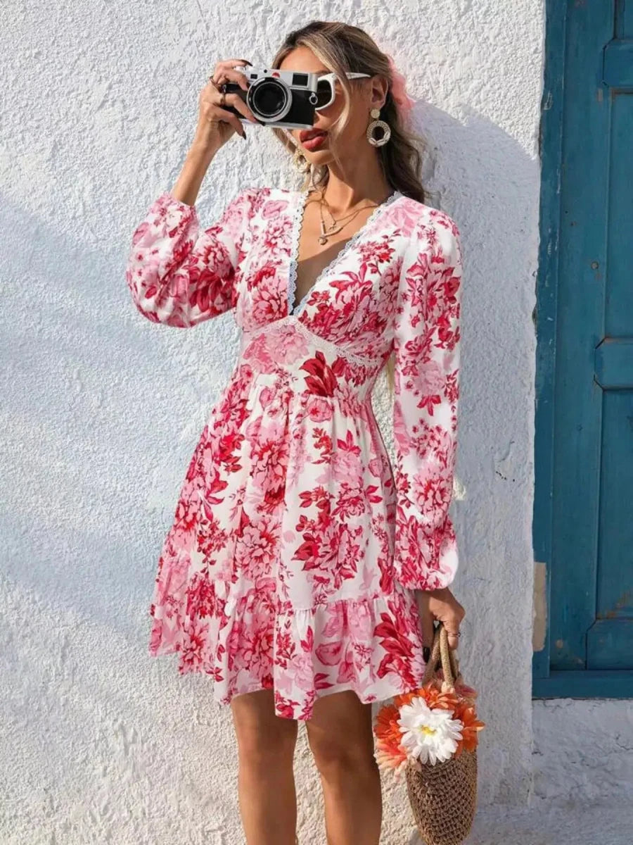 Postcards From Paradise Floral Mini Dress - Lustreve
