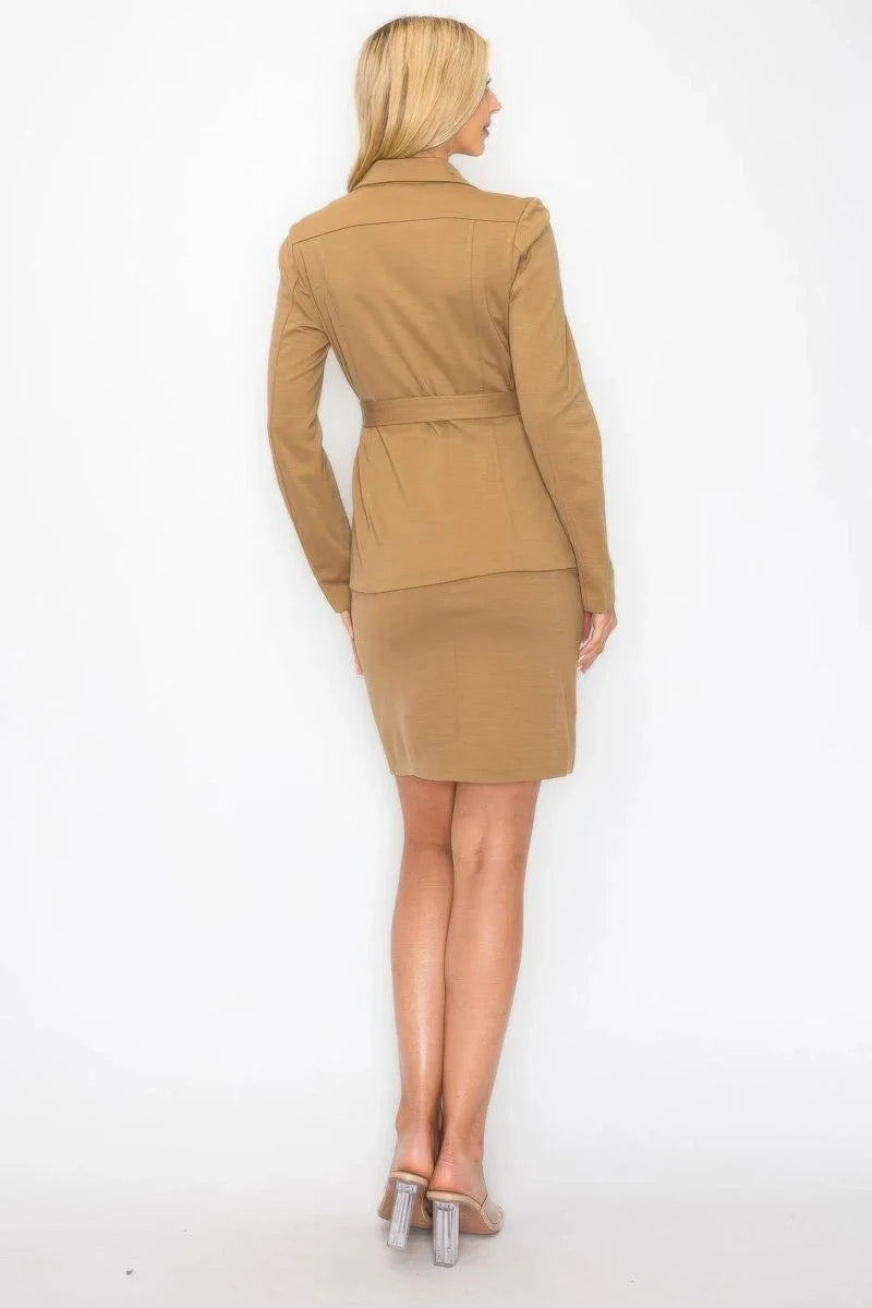 Power Play Ponte Blazer & Skirt Matching Set - Lustreve