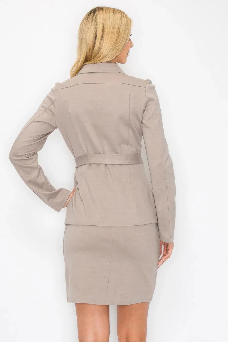 Power Play Ponte Blazer & Skirt Matching Set - Lustreve