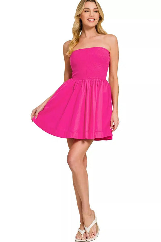Pretty in Pink & Ready to Twirl Tube Mini Dress – Hot Pink - Lustreve