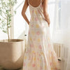 Printed Maxi Lounge Dress with Ruffled Hem - Lustreve