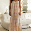 Printed Maxi Lounge Dress with Ruffled Hem - Lustreve