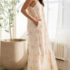 Printed Maxi Lounge Dress with Ruffled Hem - Lustreve