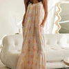 Printed Maxi Lounge Dress with Ruffled Hem - Lustreve