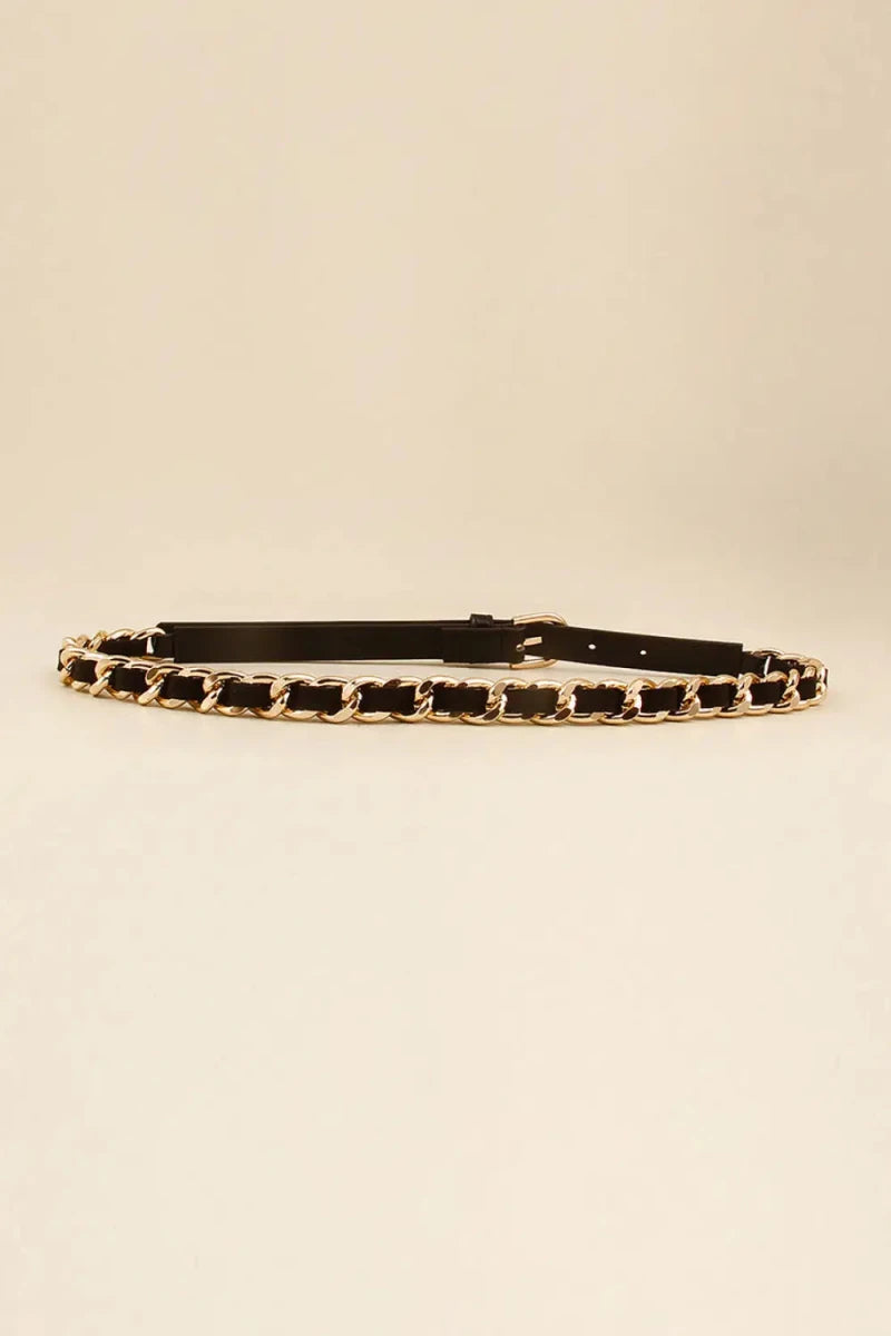 PU Chain Skinny Belt - Lustreve