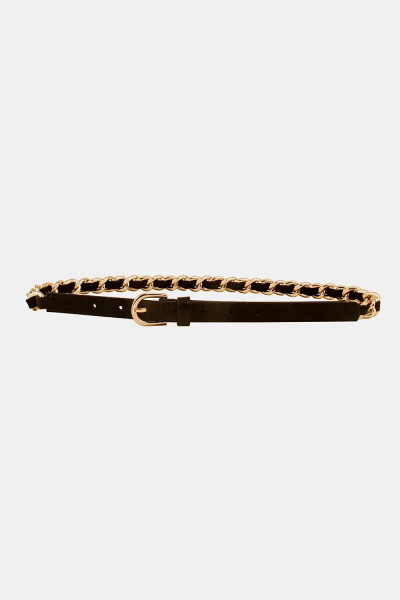 PU Chain Skinny Belt - Lustreve