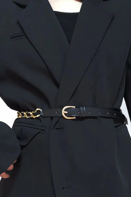 PU Chain Skinny Belt - Lustreve
