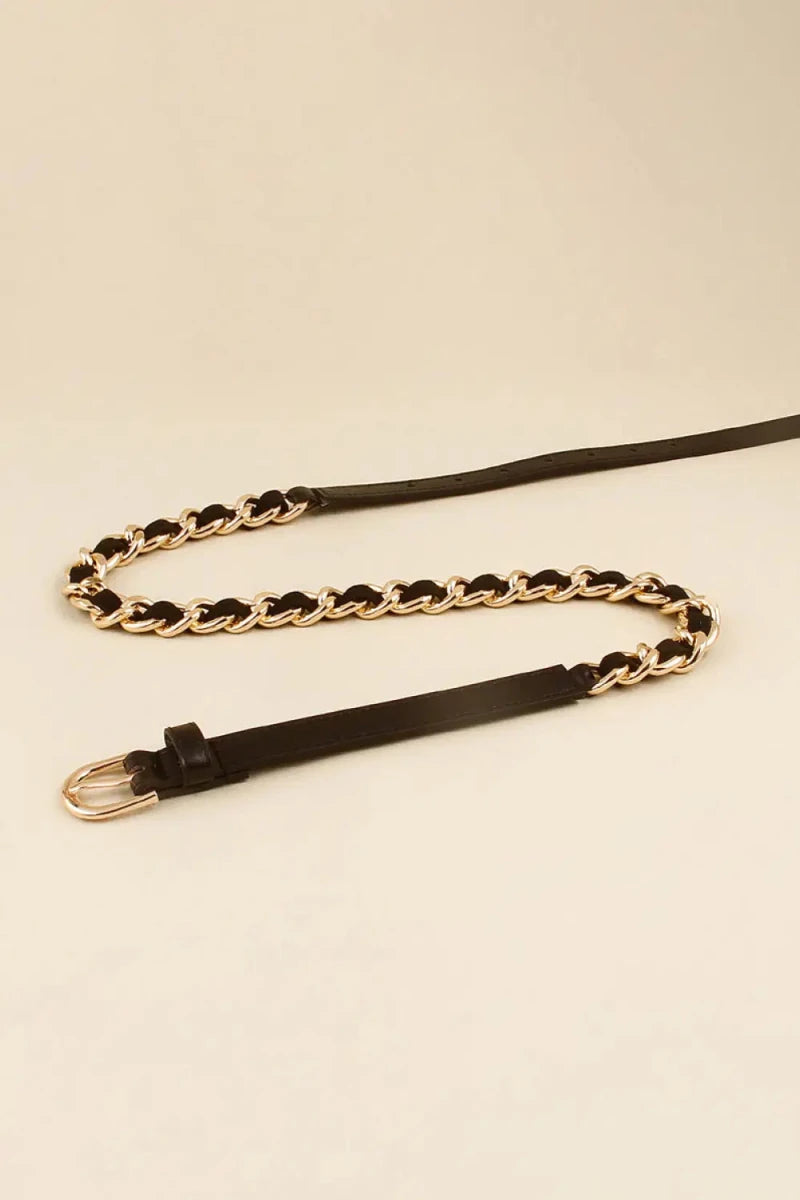 PU Chain Skinny Belt - Lustreve