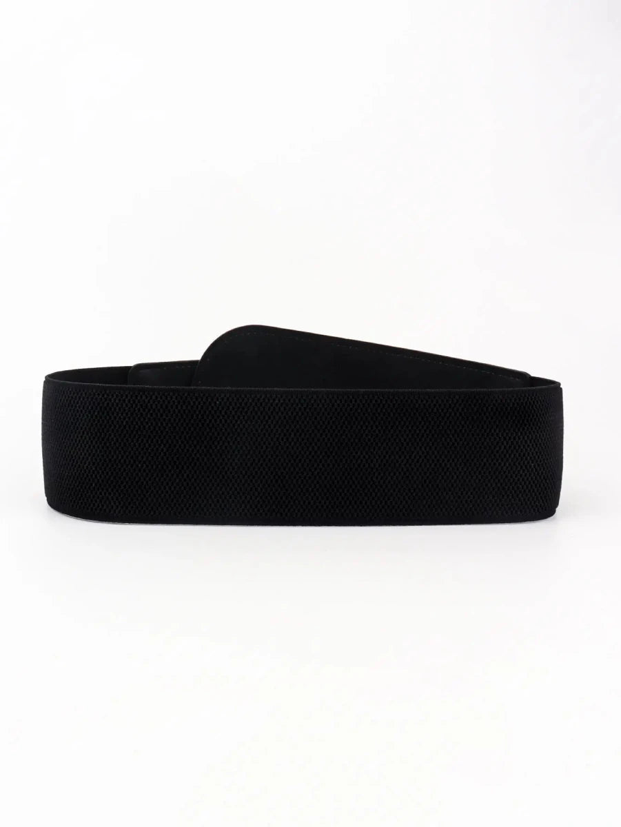 PU Elastic Wide Belt with Alloy Buckle - Lustreve