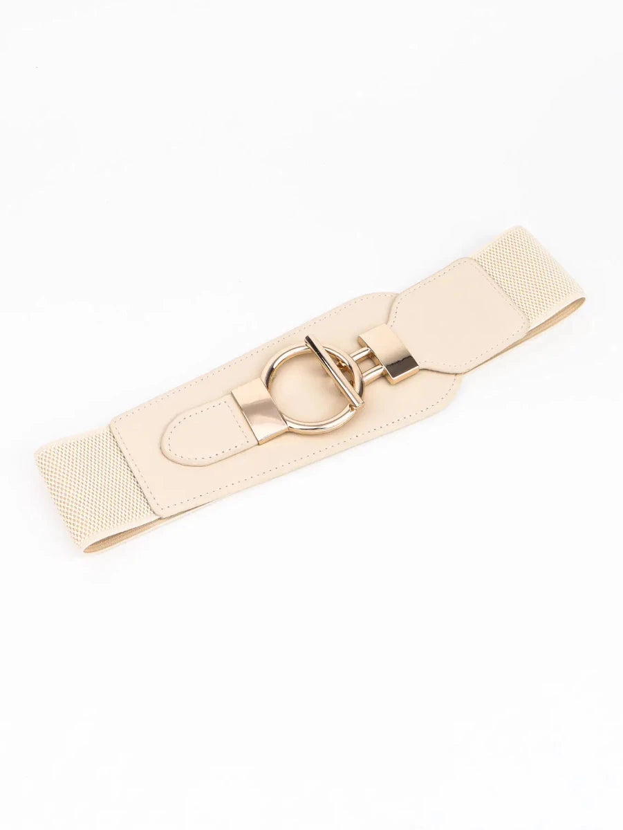 PU Elastic Wide Belt with Alloy Buckle - Lustreve